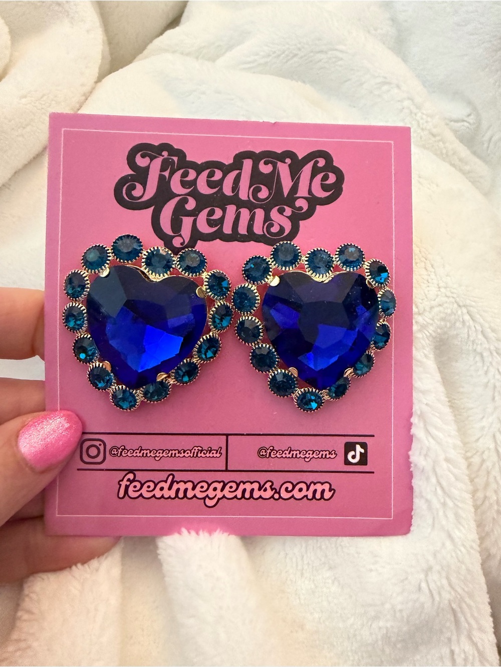 Feed me gems the big blue Bundy Royal Blue Heart Crystal Earrings